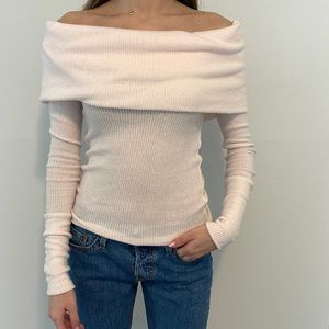 Free people off the shoulder light pink sweater